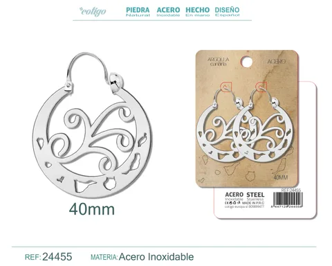 ARGOLLA CANARIA 40MM ACERO COLOR PLATEADO