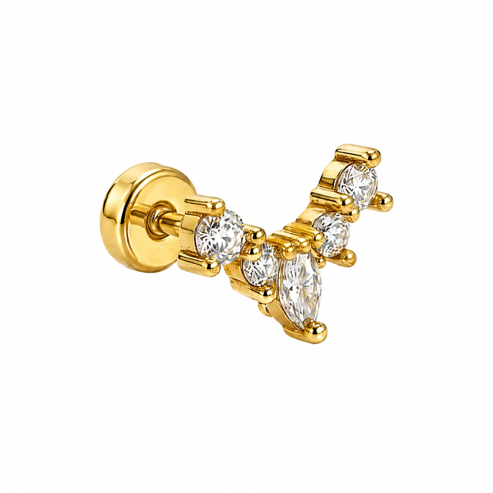 Pendiente-Piercing Bañado Oro 18K y con Circonita