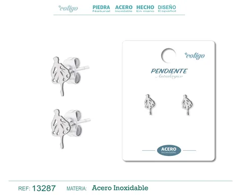 PENDIENTE ACERO  INOXIDABLE COLOR PLATEADO
