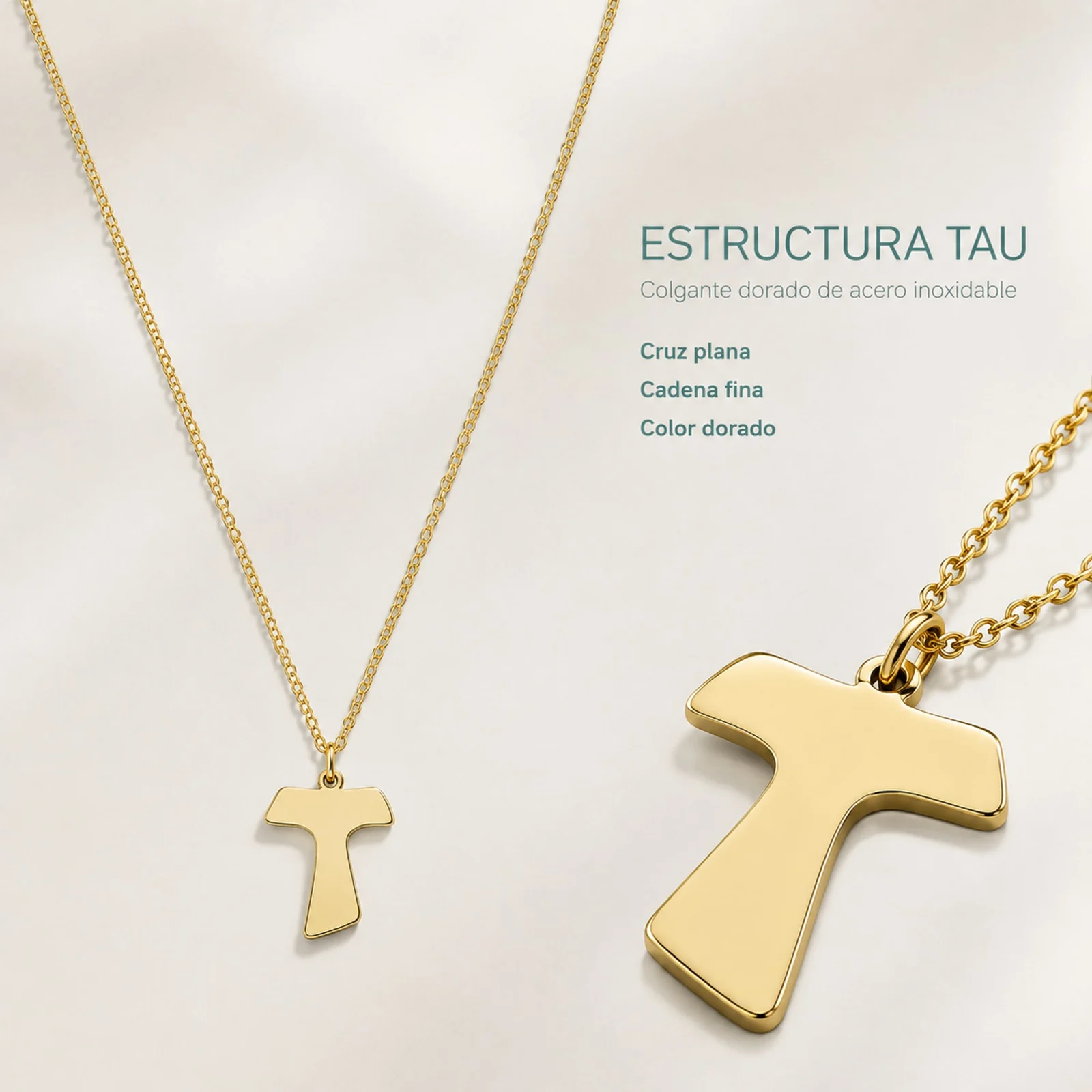 COLGANTE CRUZ TAU ACERO COLOR DORADO