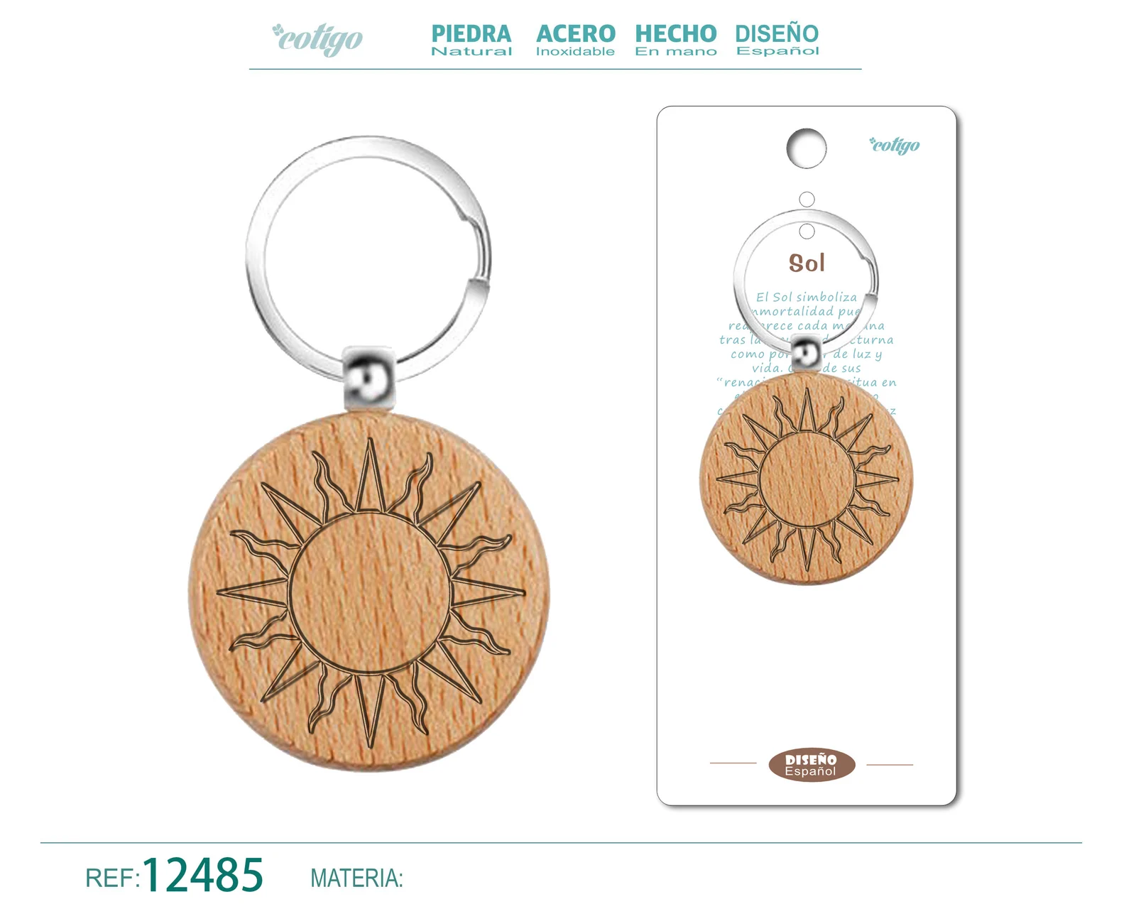 LLAVERO DE MADERA CON SOL