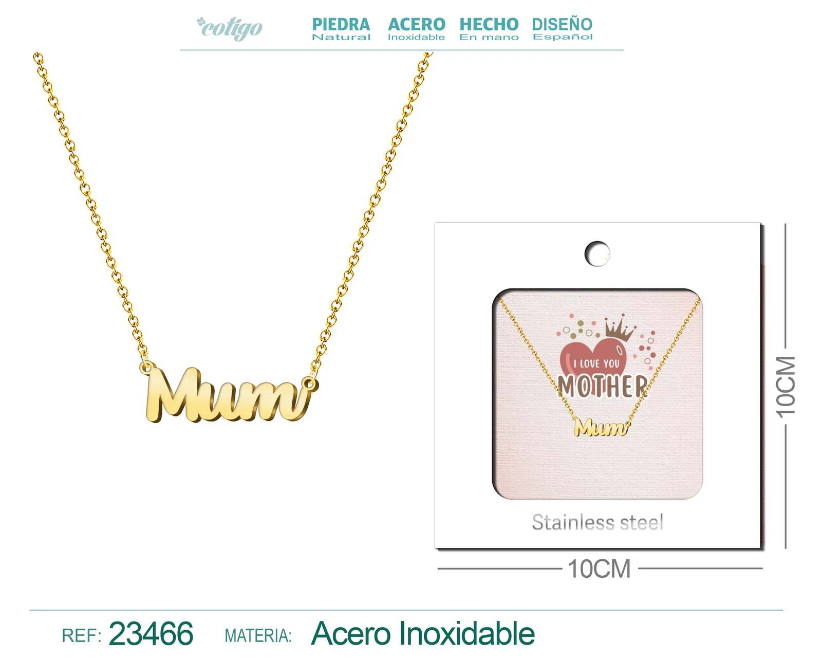 COLLAR INGLES PARA MUM ACERO CON SOBRE
