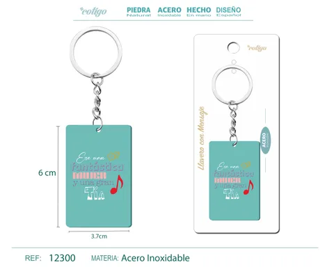 LLAVERO MENSAJE COLORES CON ACCESORIO ACERO