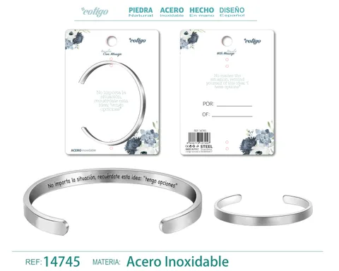BRAZALETE ACERO CON MENSAJE ESPAÑOL