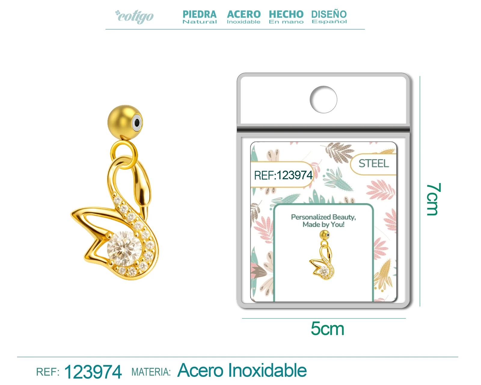 CHARM DE COBRE CHAPADO ORO 14K CON CIRCONITA-CON BOLA DE GOMA