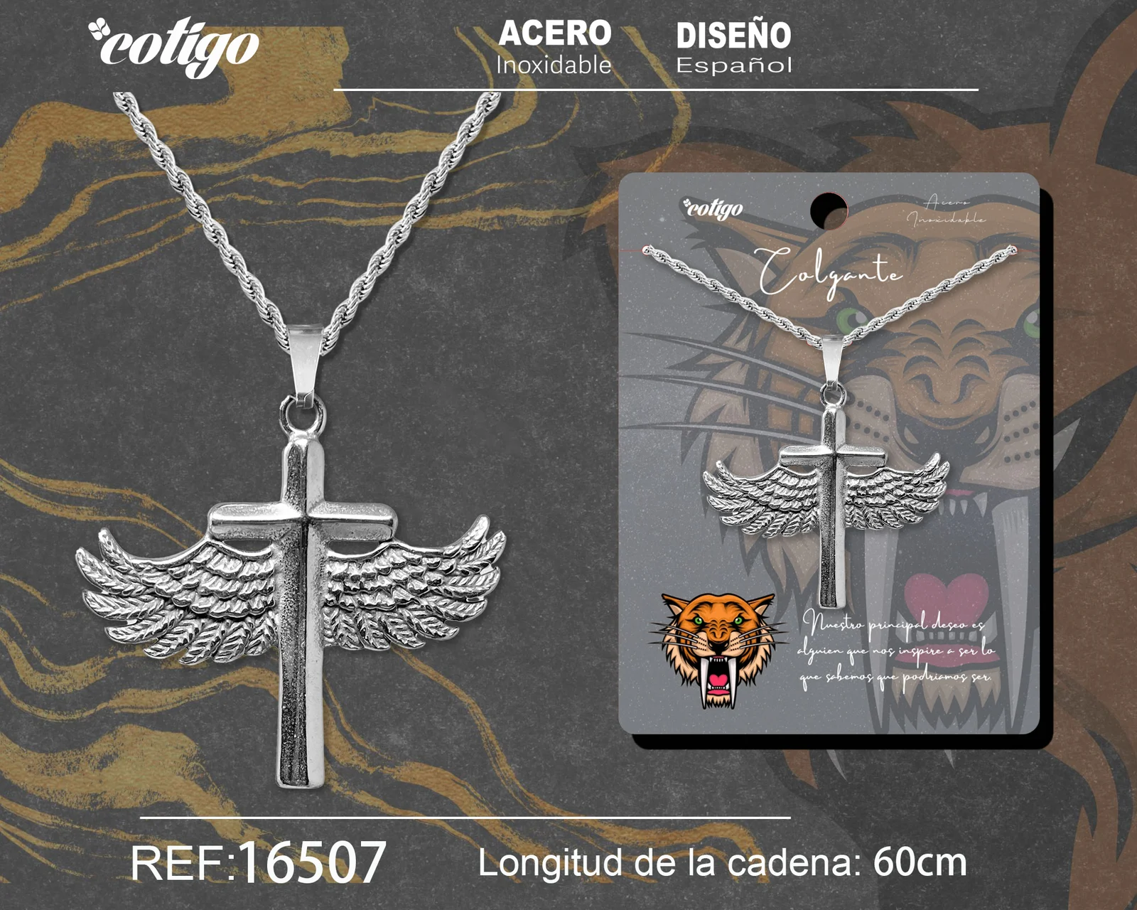 COLGANE HOMBRE ACERO COLOR PLATEADO