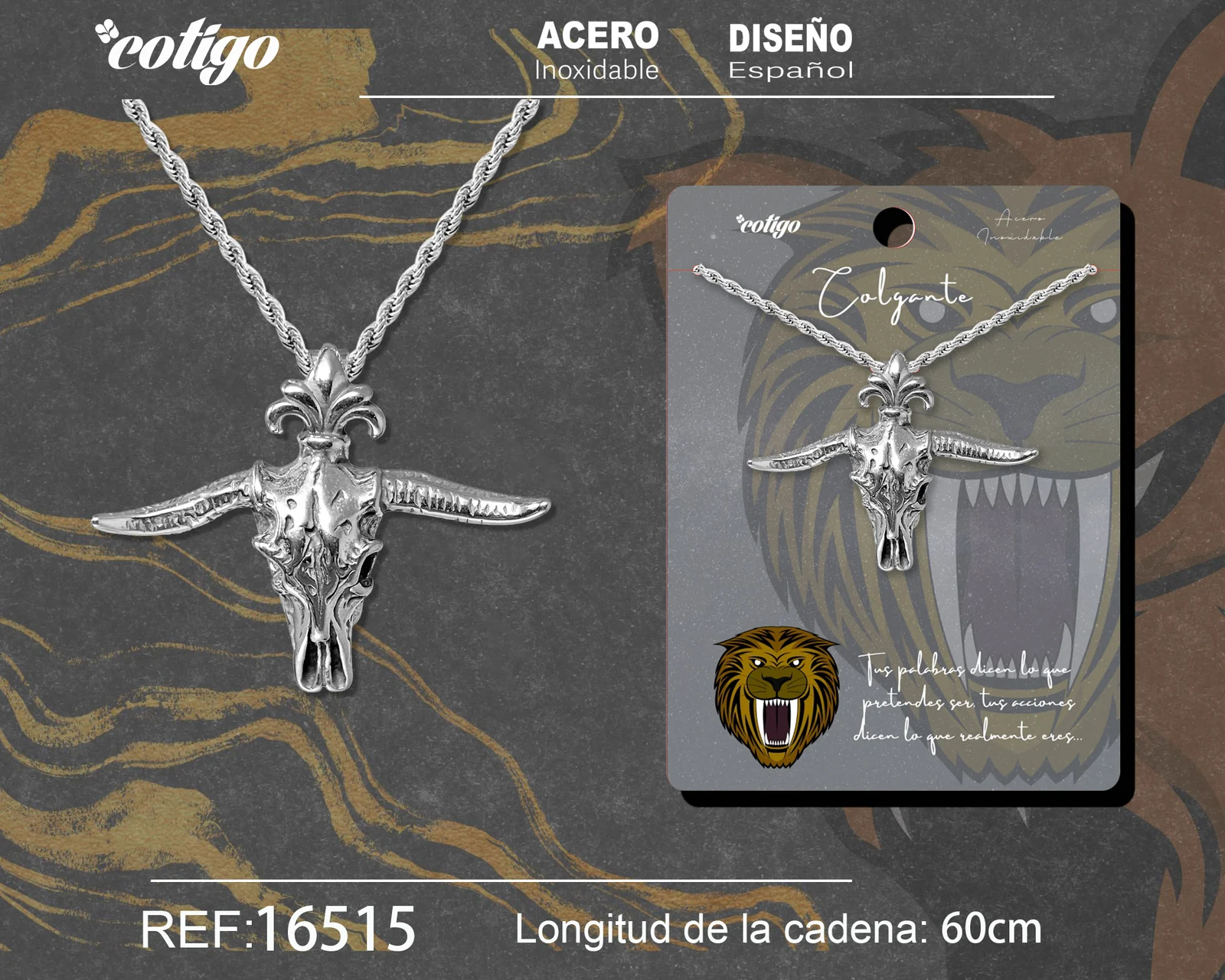 COLGANE HOMBRE ACERO COLOR PLATEADO