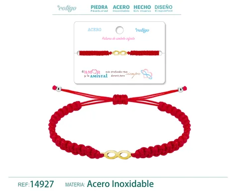 PULSERA HILO TRENZADOROJO-INFINITO DORADO
