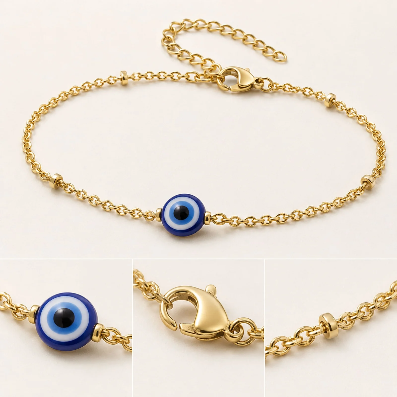 PULSERA OJO TURCO ACERO COLOR DORADO