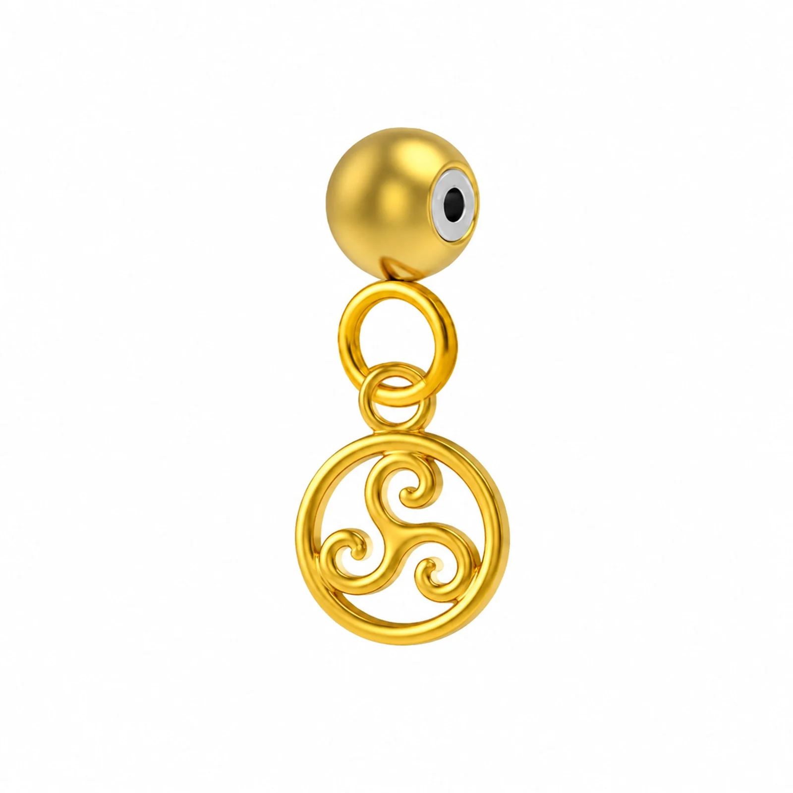 CHARM ACERO INOXIDABLE COLOR DORADO -CON BOLA DE GOMA