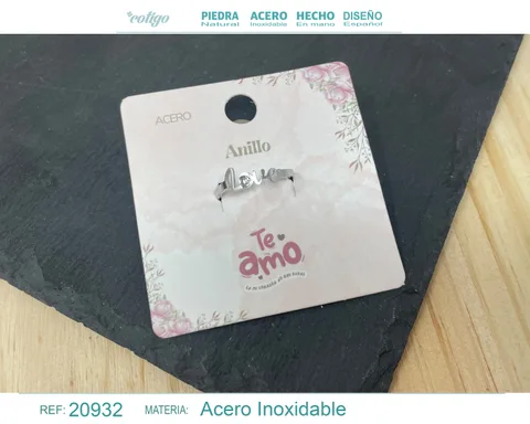 ANILLO PARA LOVE ACERO COLOR PLATEADO