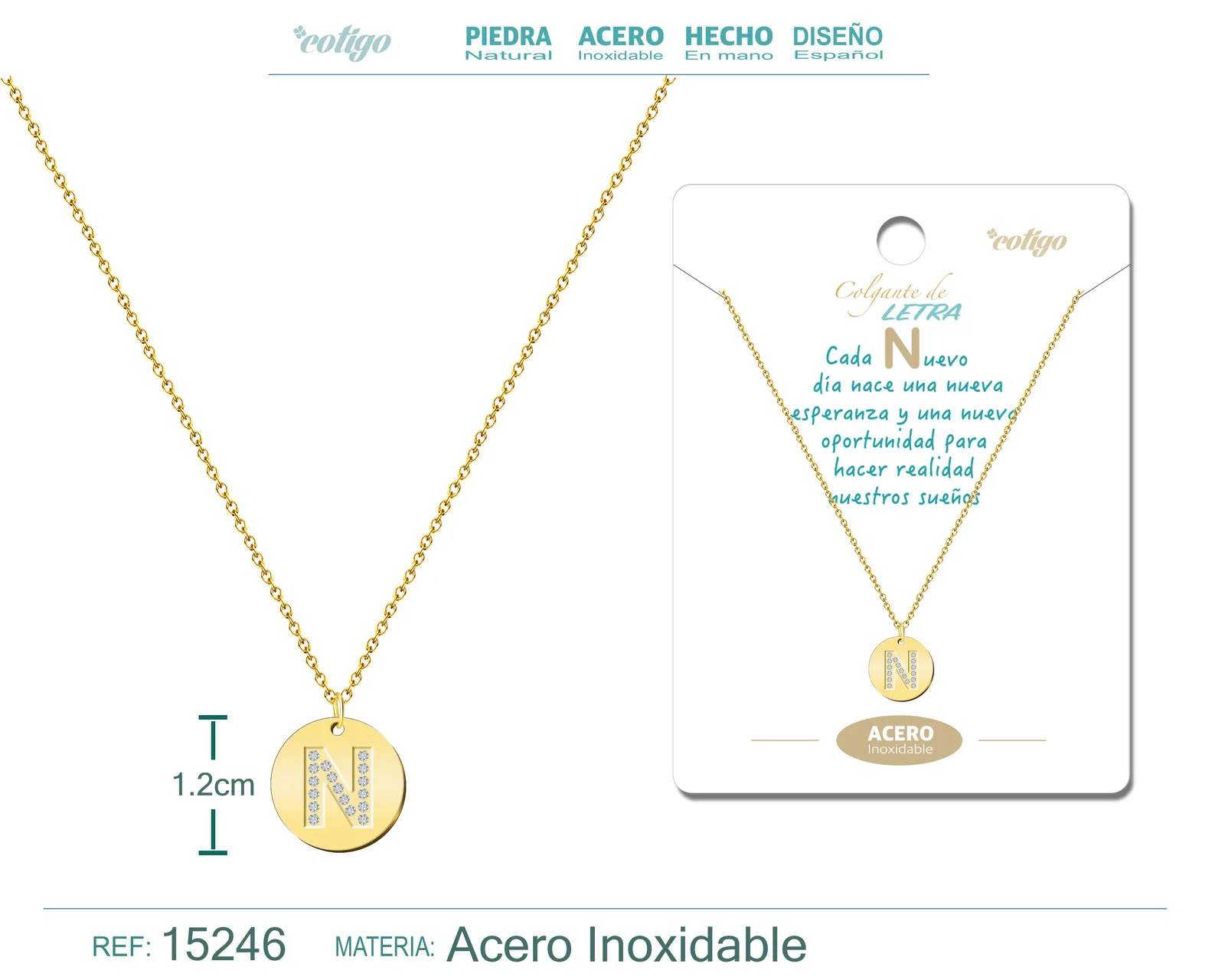 COLLAR LETRA N COLOR DORADO