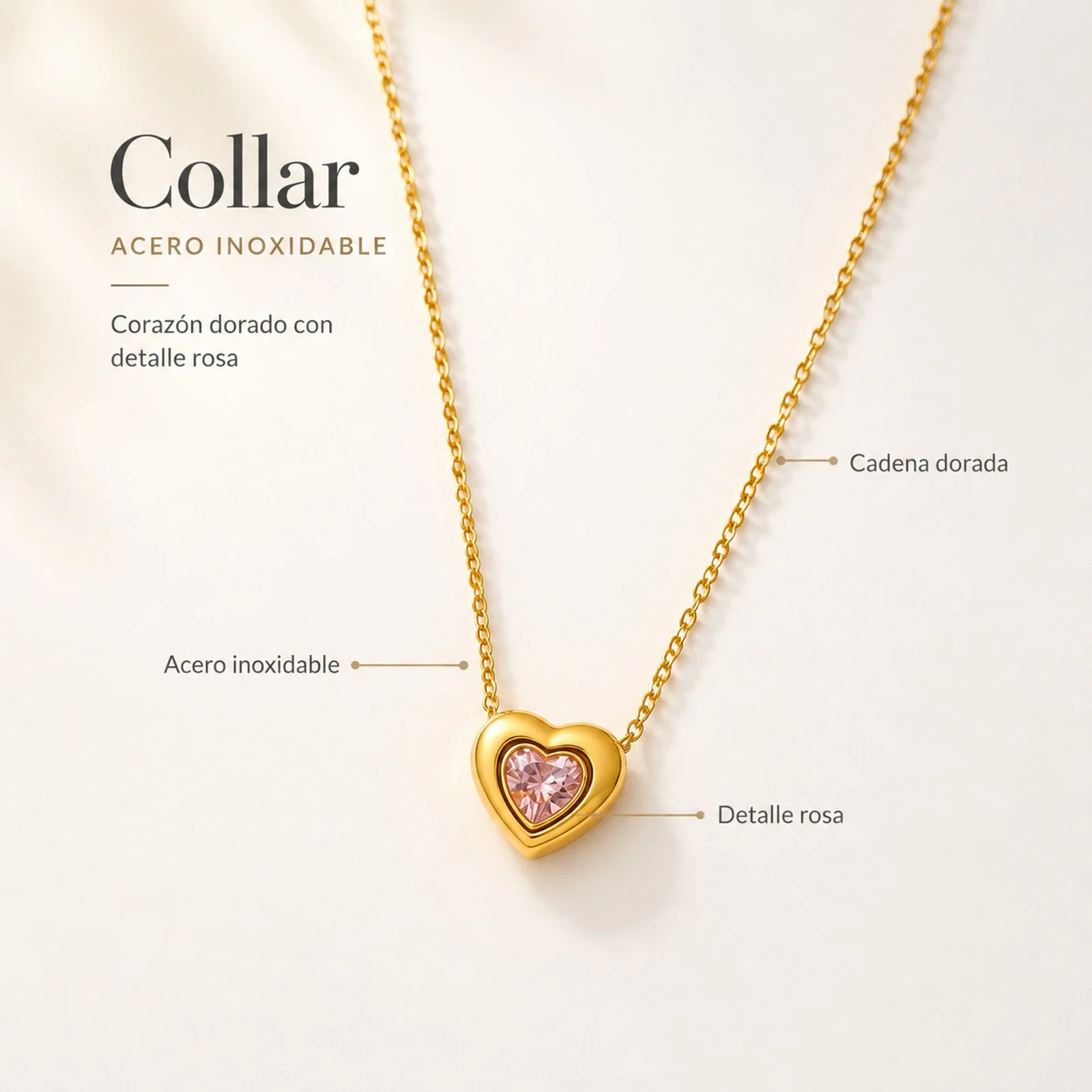 COLLAR ACERO INOXIDABLE CON SOBRE