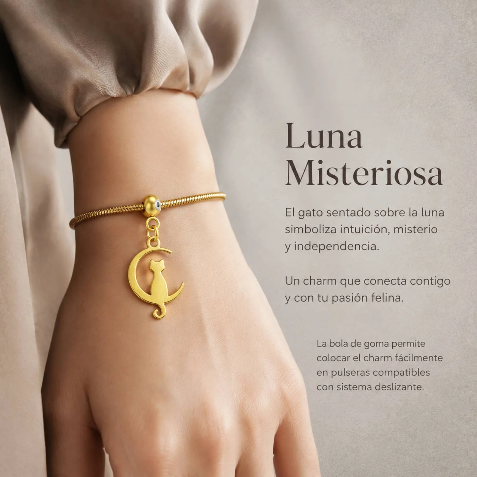 CHARM ACERO INOXIDABLE COLOR DORADO -CON BOLA DE GOMA