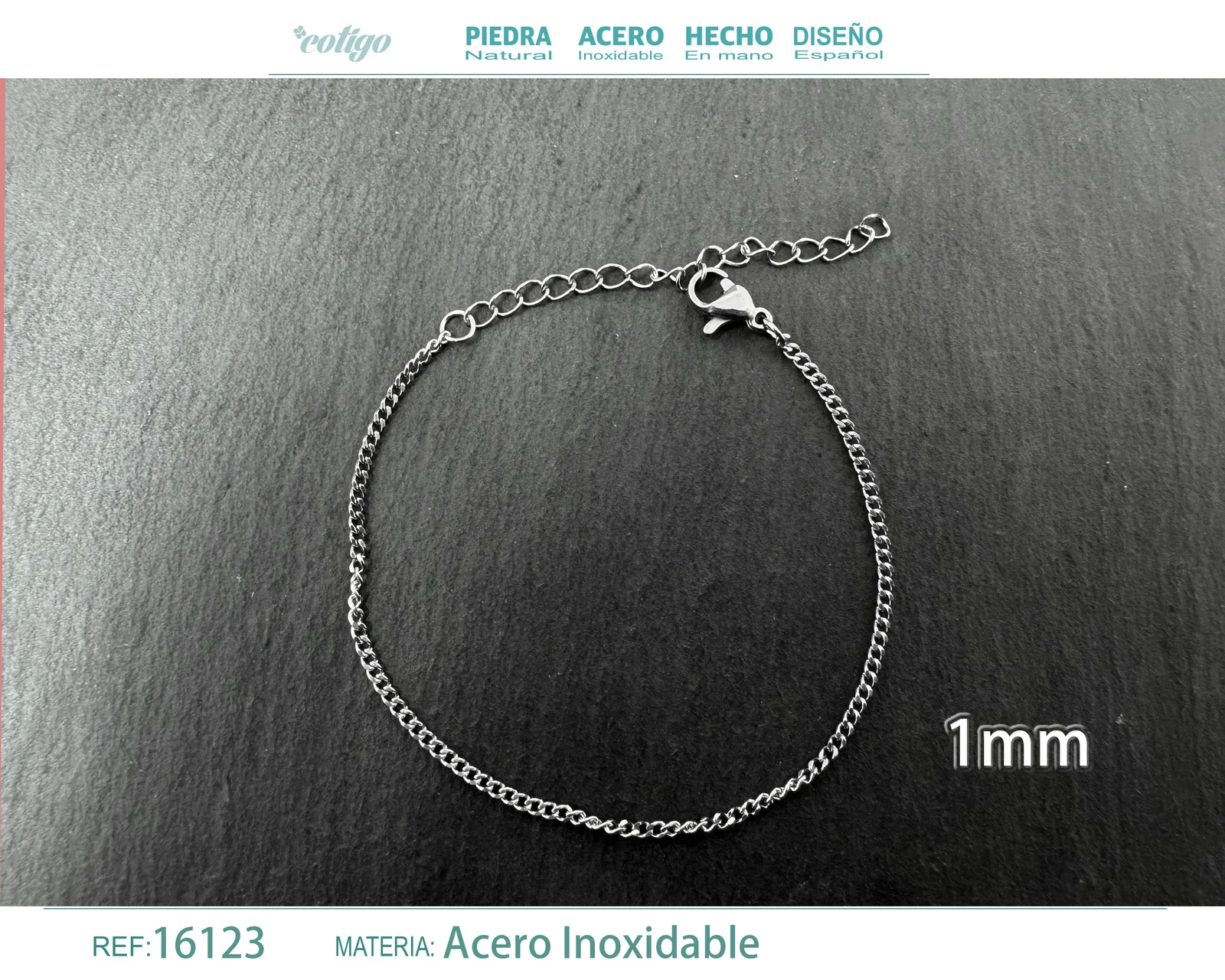 PULSERA DE CADENA ACERO PLATEADO