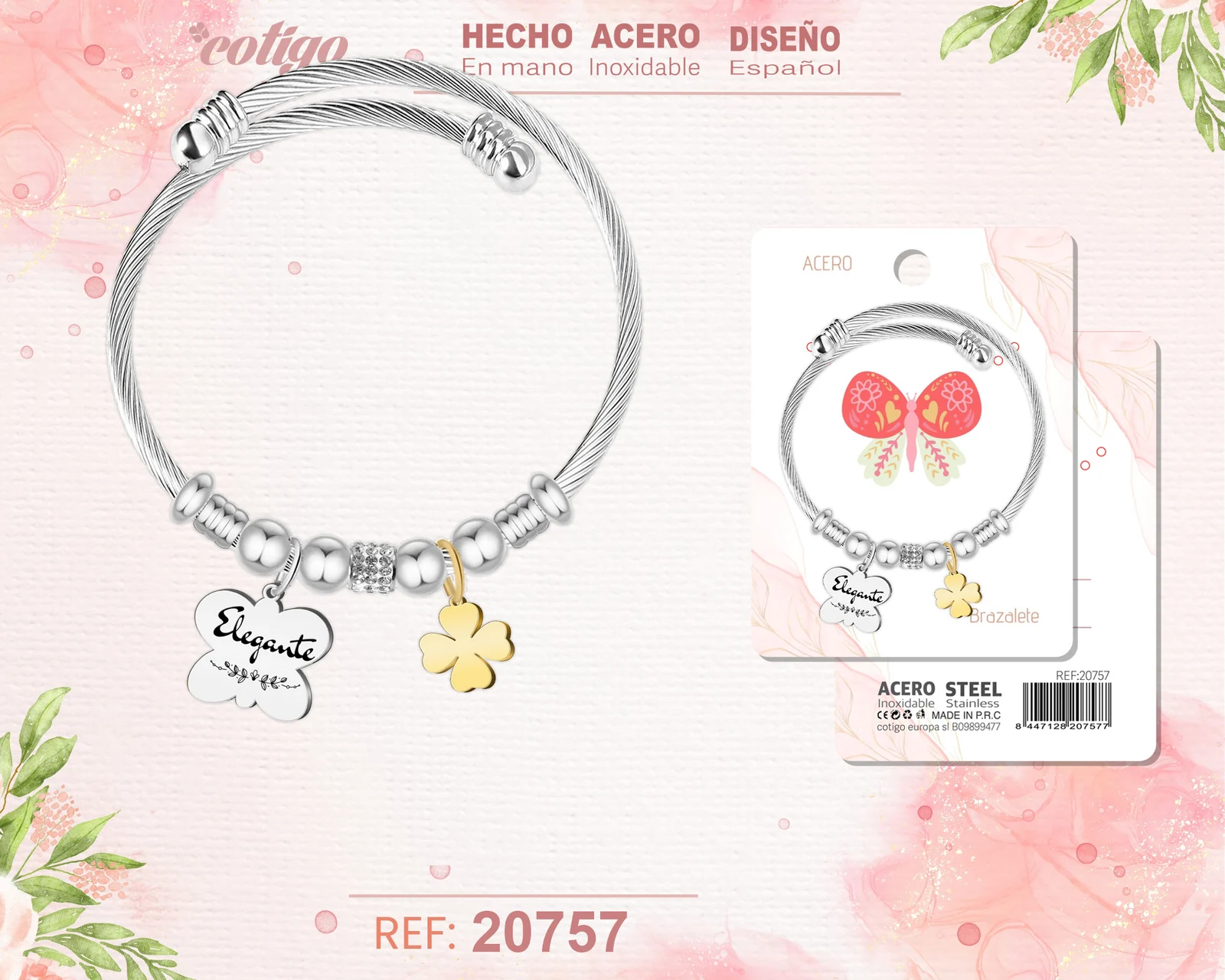 BRAZALETE ACERO CON PALABRA: ELEGANTE