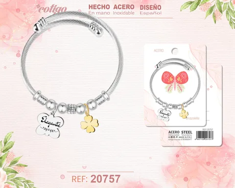 BRAZALETE ACERO CON PALABRA: ELEGANTE