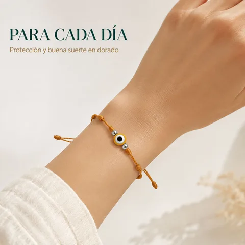 PULSERA 7 NUDOS DORADO CON OJO TURCO