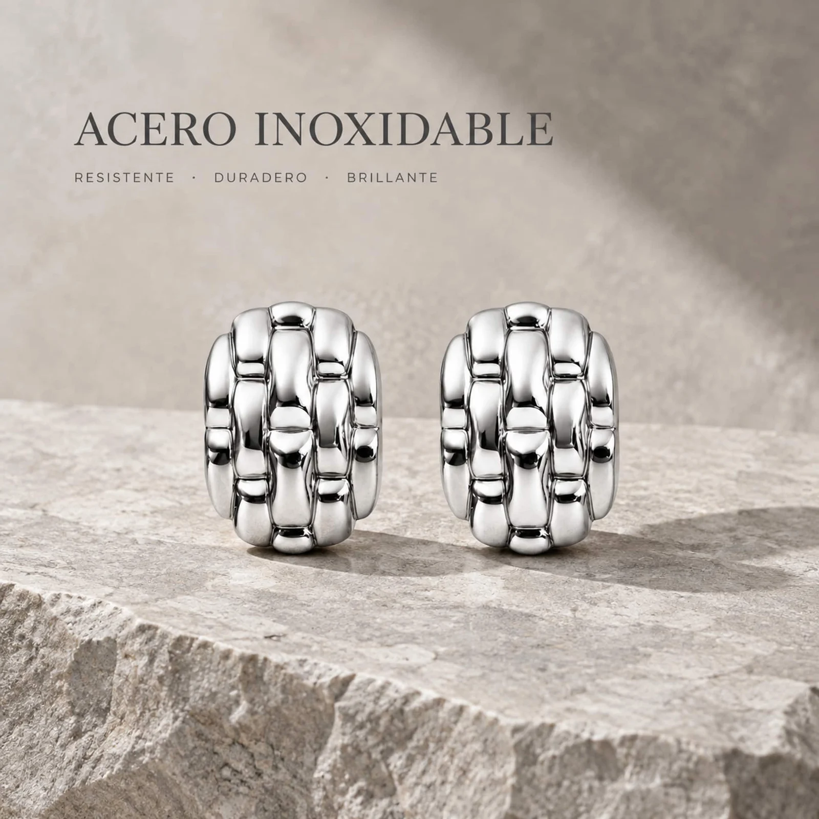 Pendiente Acero Inoxidable color Plateado