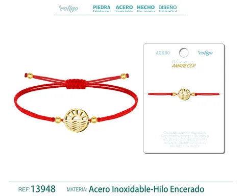 PULSERA AMANECER DORADO DE HILO EN.ROJO