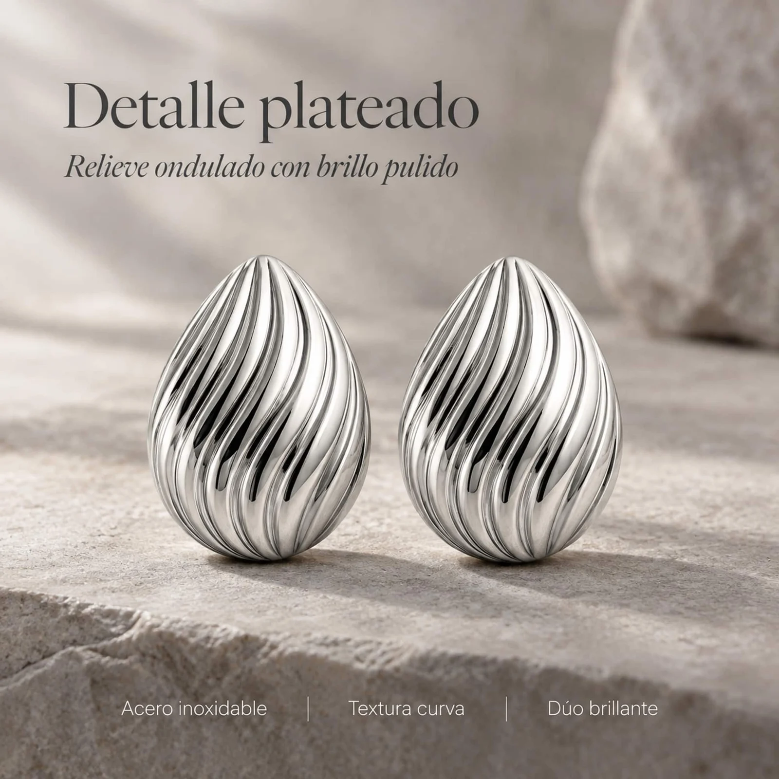 Pendiente Acero Inoxidable color Plateado