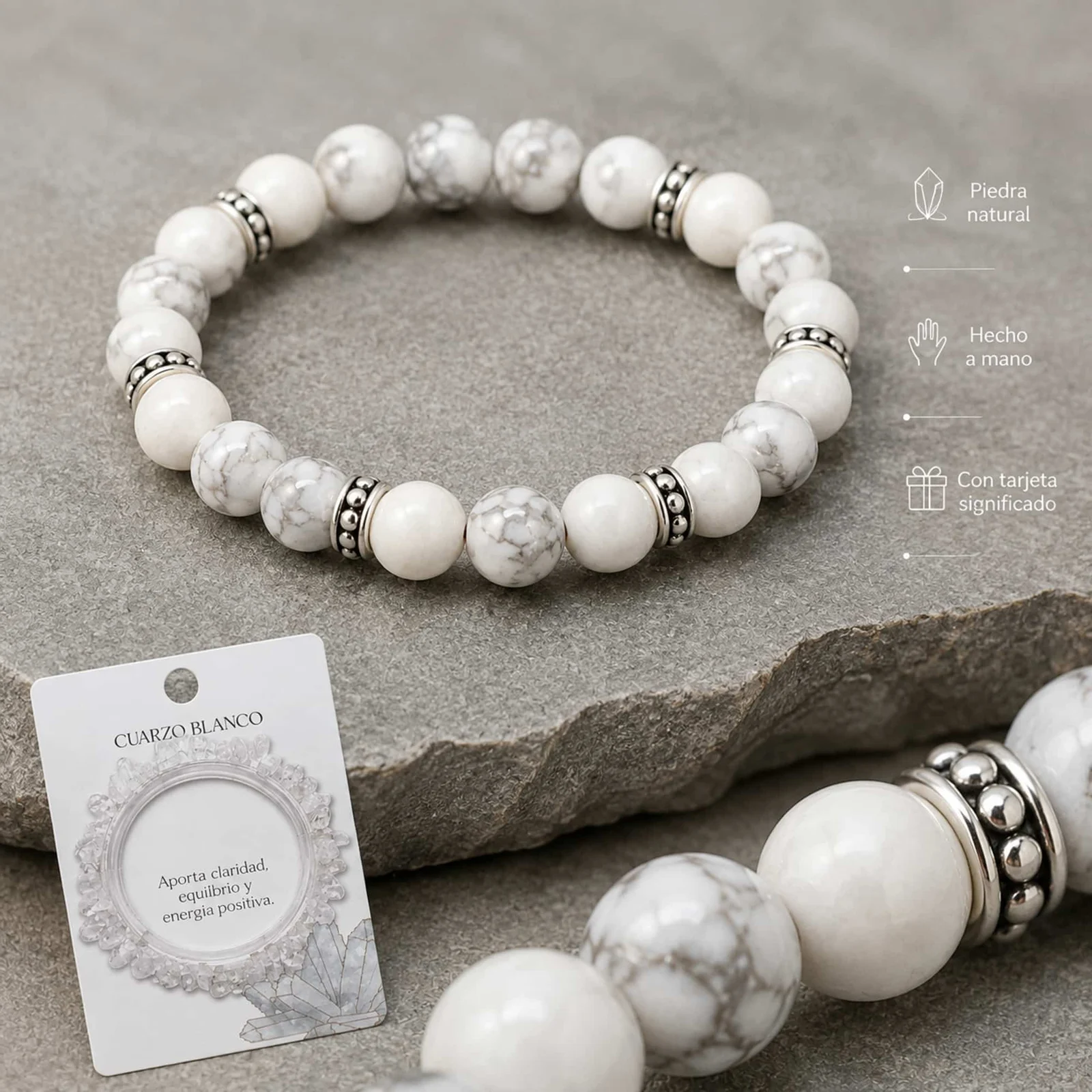 Pulsera Piedra natural Cuarzo Blanco
