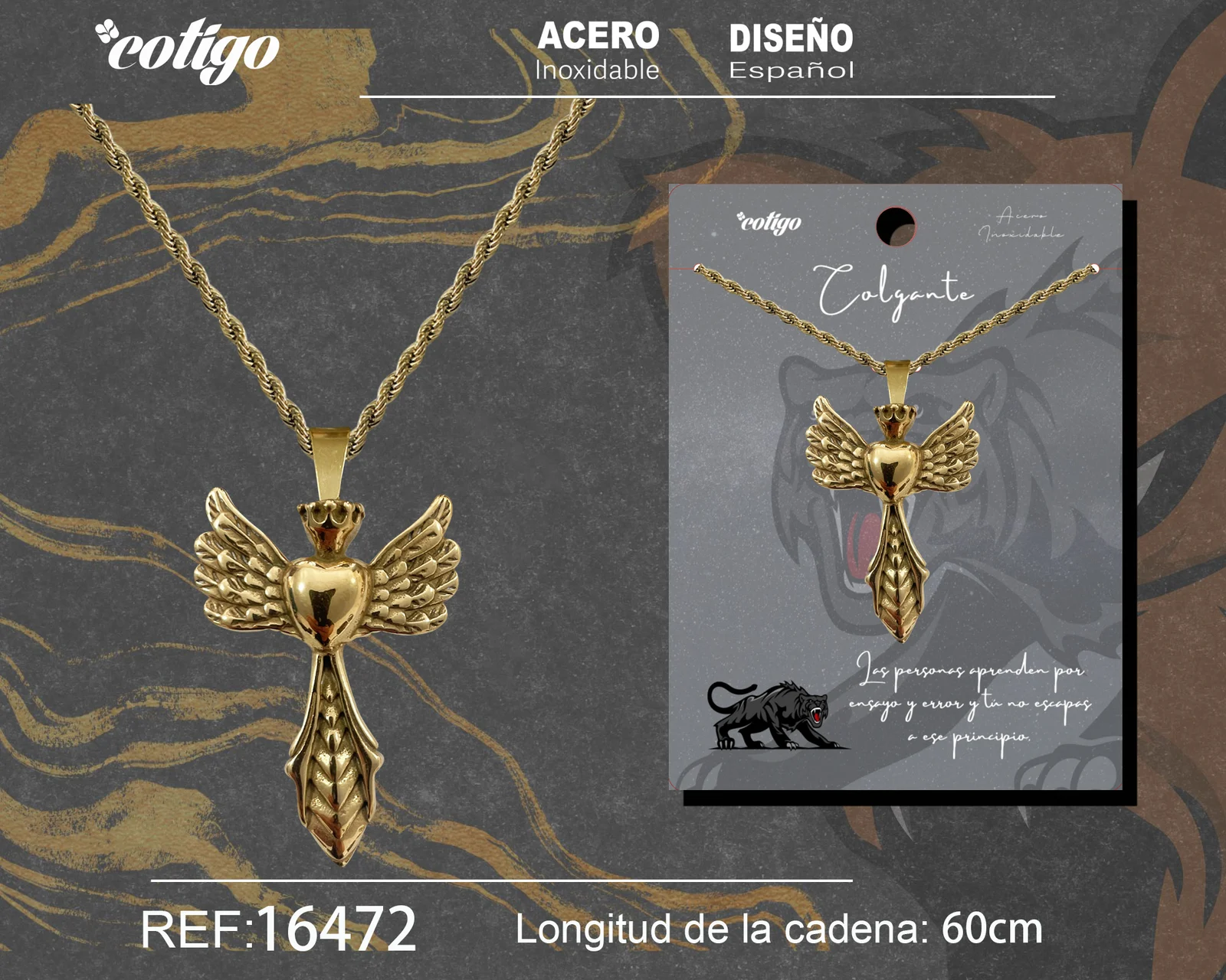 COLGANE HOMBRE ACERO COLOR DORADO