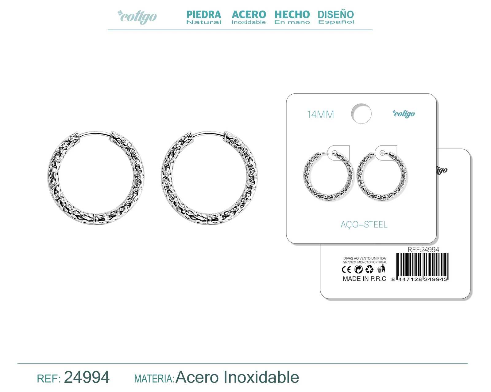 ARO ACERO 14MM COLOR PLATEADO