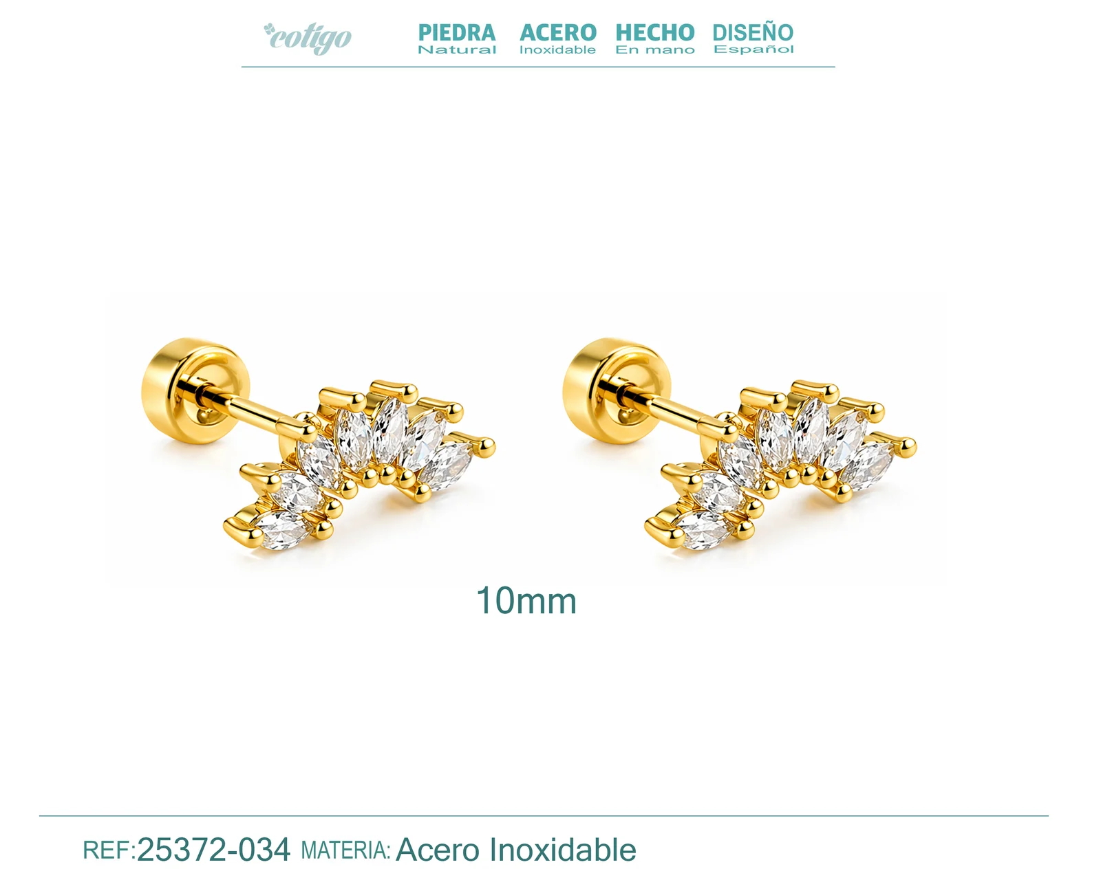 Pendiente-Piercing Bañado Oro 18K y con Circonita