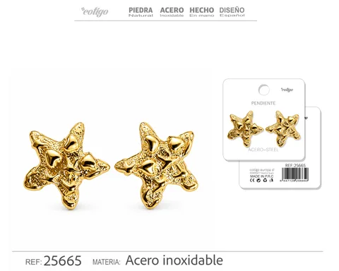 Pendiente Acero Inoxidable color Dorado