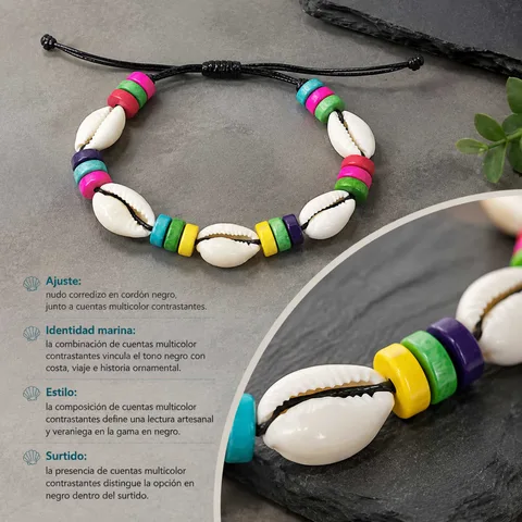 PULSERA HILO ENCERADO DE CONCHA