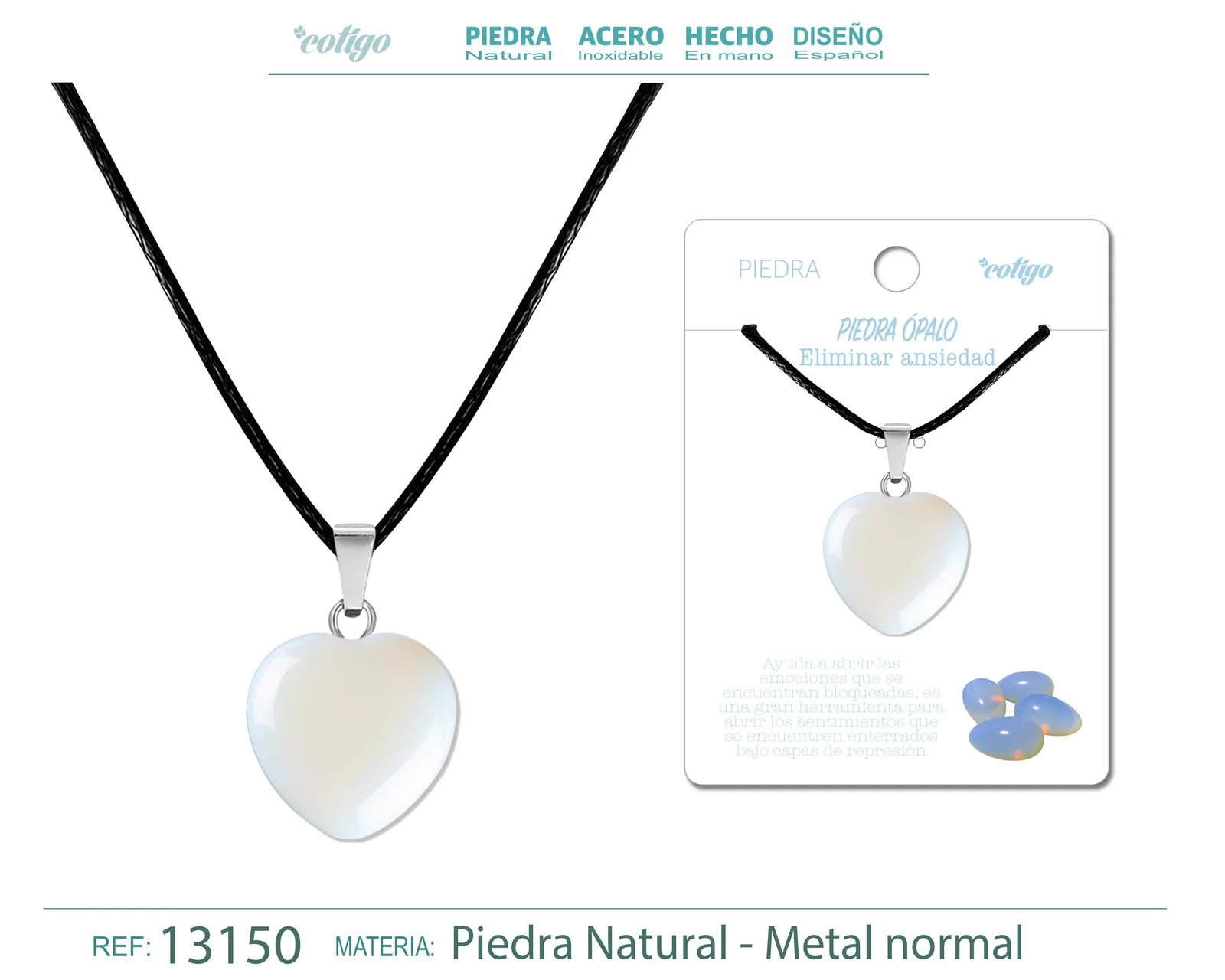 COLGANTE CORAZÓN DE PIEDRA ÓPALO