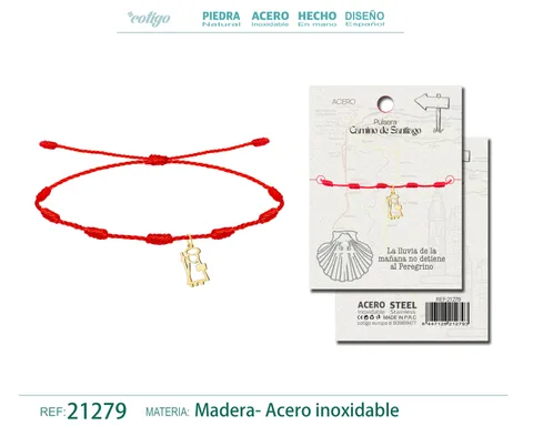 PULSERA 7 NUDOS CON SANTIAGO APÓSTOL ACERO DORADO