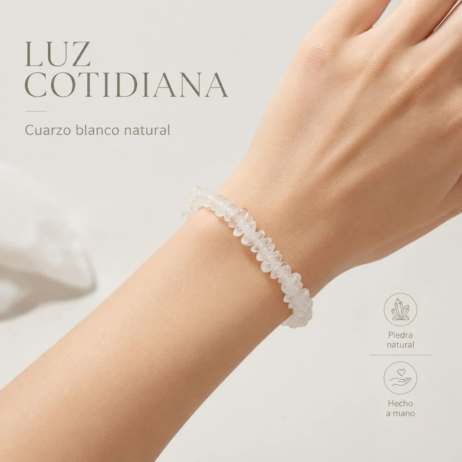 Pulsera Piedra natural Cuarzo Blanco