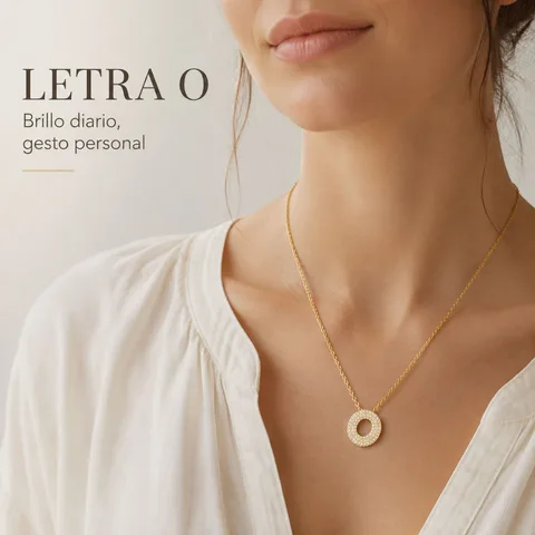 COLLAR LETRA O CON CIRCONITA  ACERO COLOR DORADO