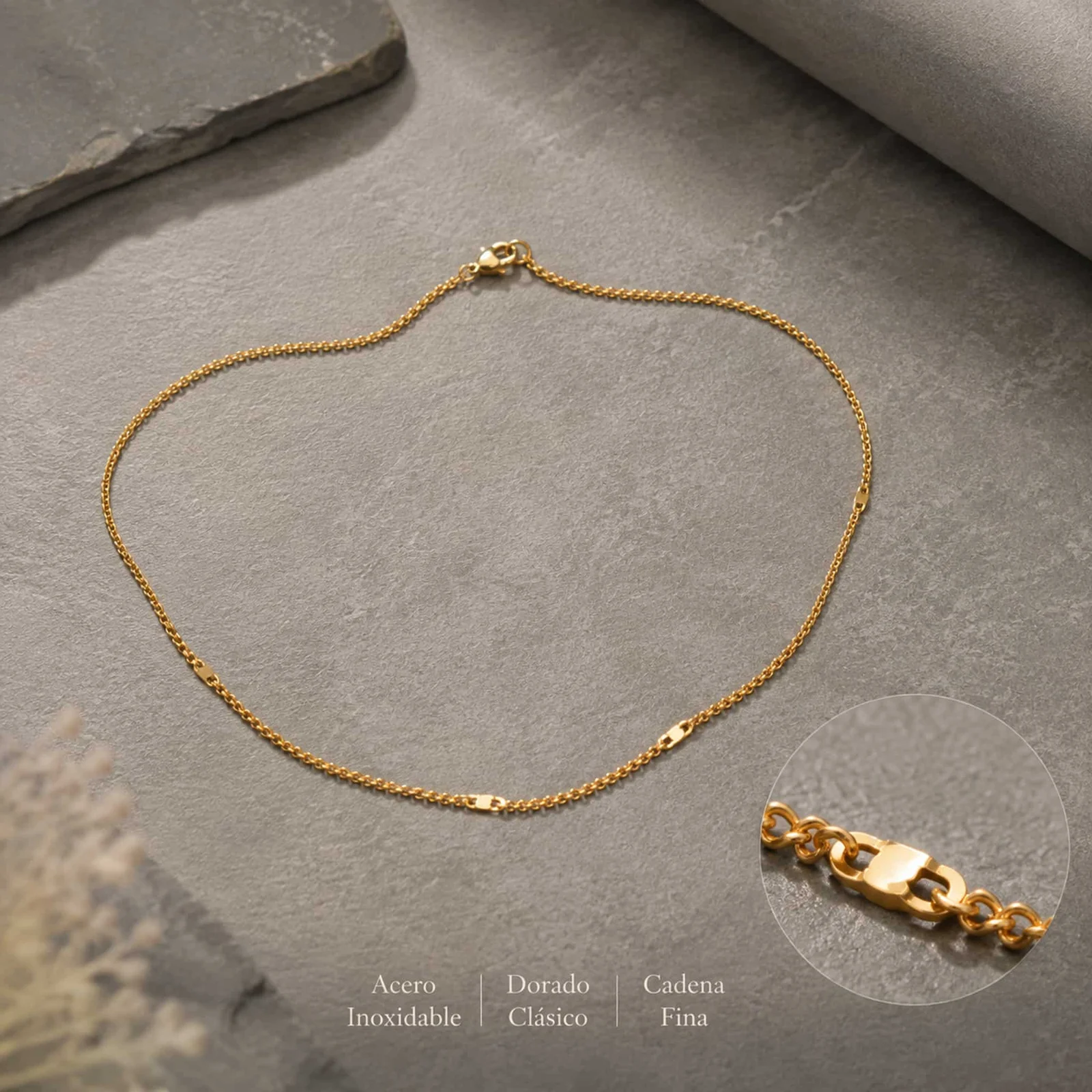 COLLAR DE CADENA ACERO DORADO