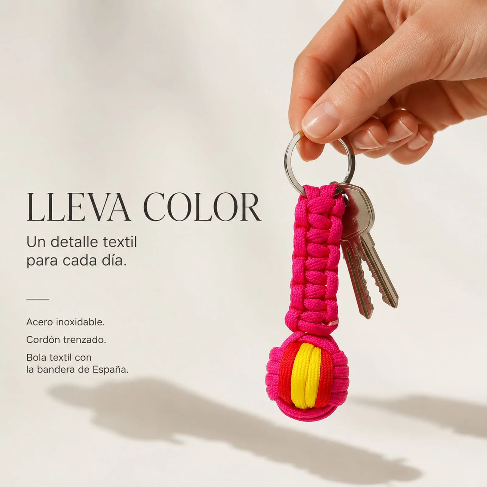 LLAVERO BOLA DE CUERDA CON ARO ACERO