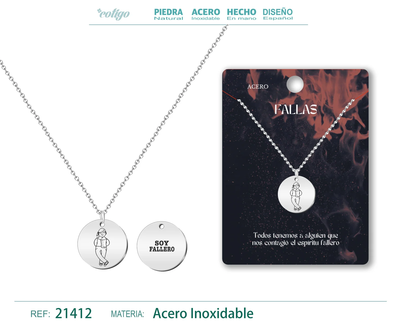 COLGANTE CON FALLERO ACERO PLATEADO