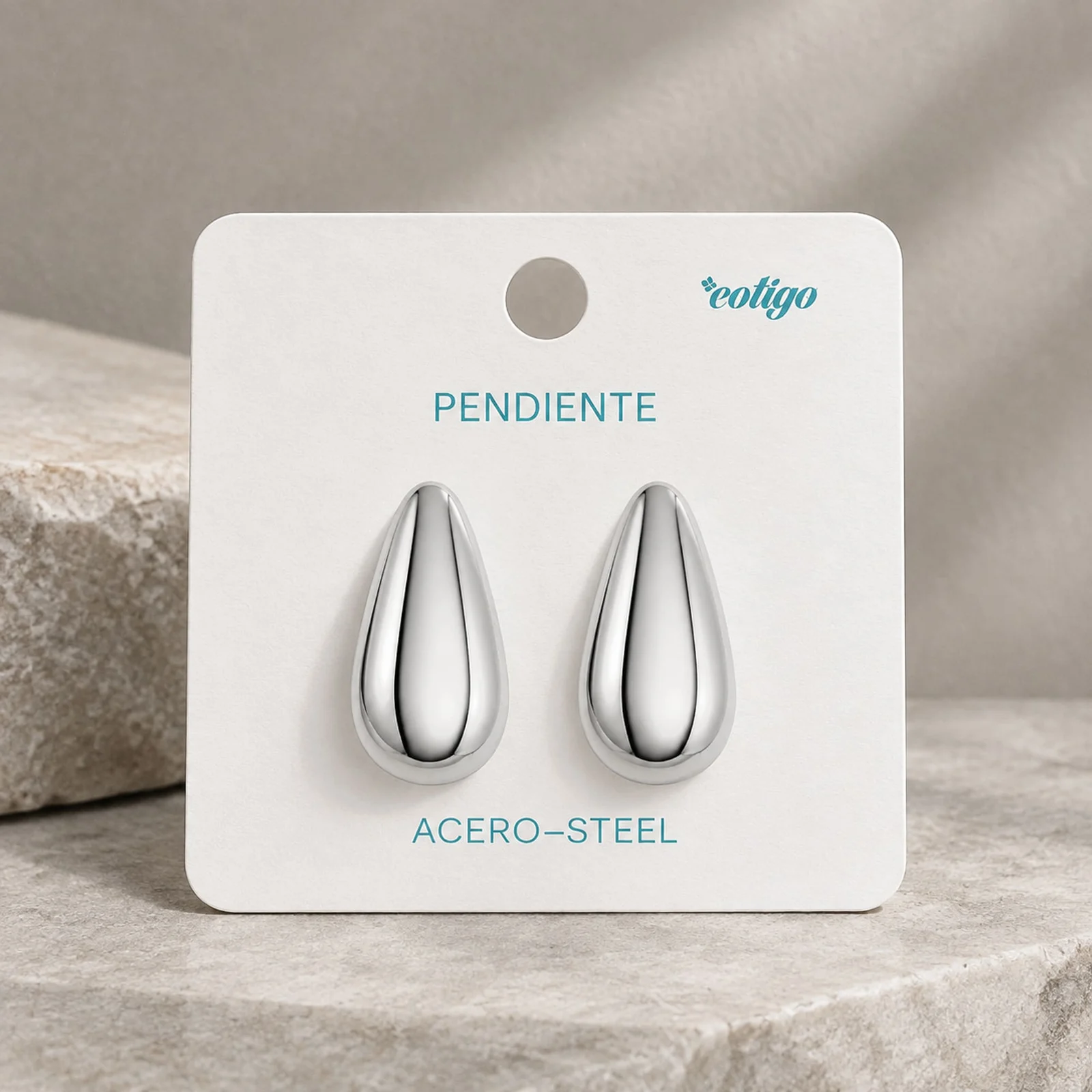 Pendiente Acero Inoxidable color Plateado