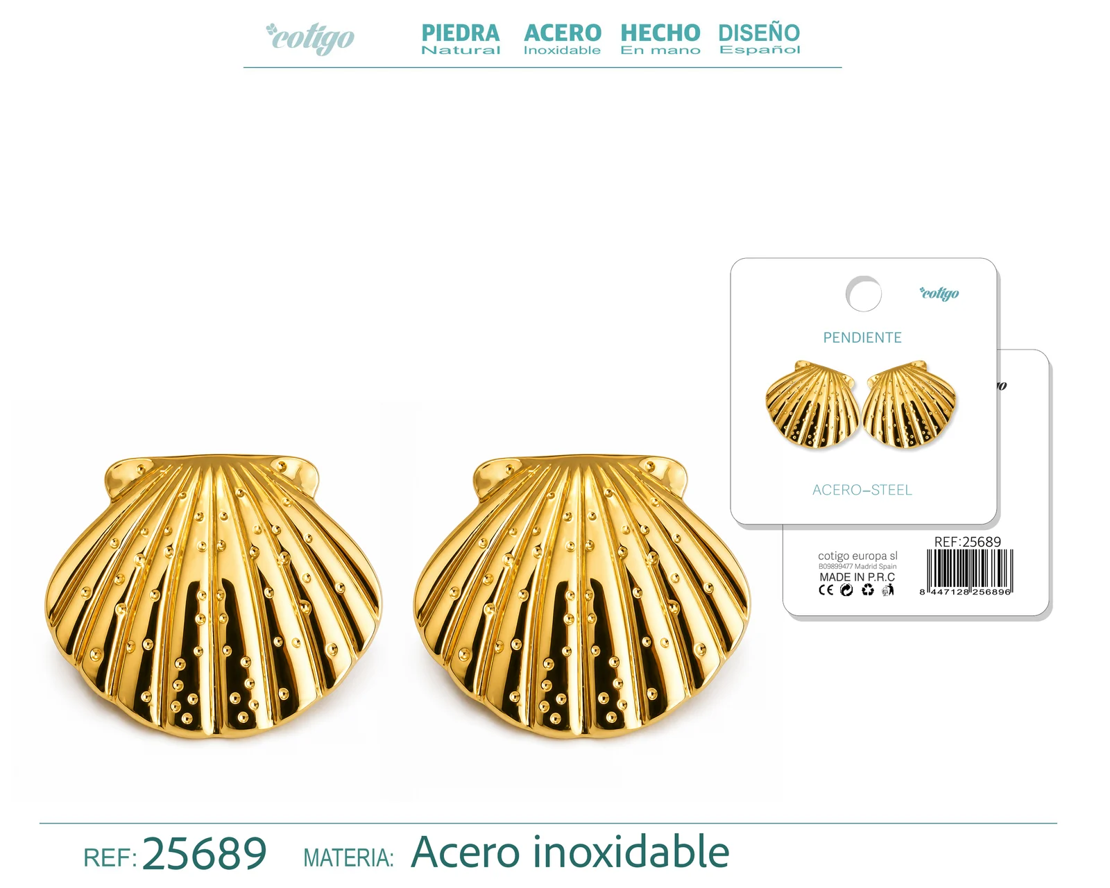 Pendiente Acero Inoxidable color Dorado
