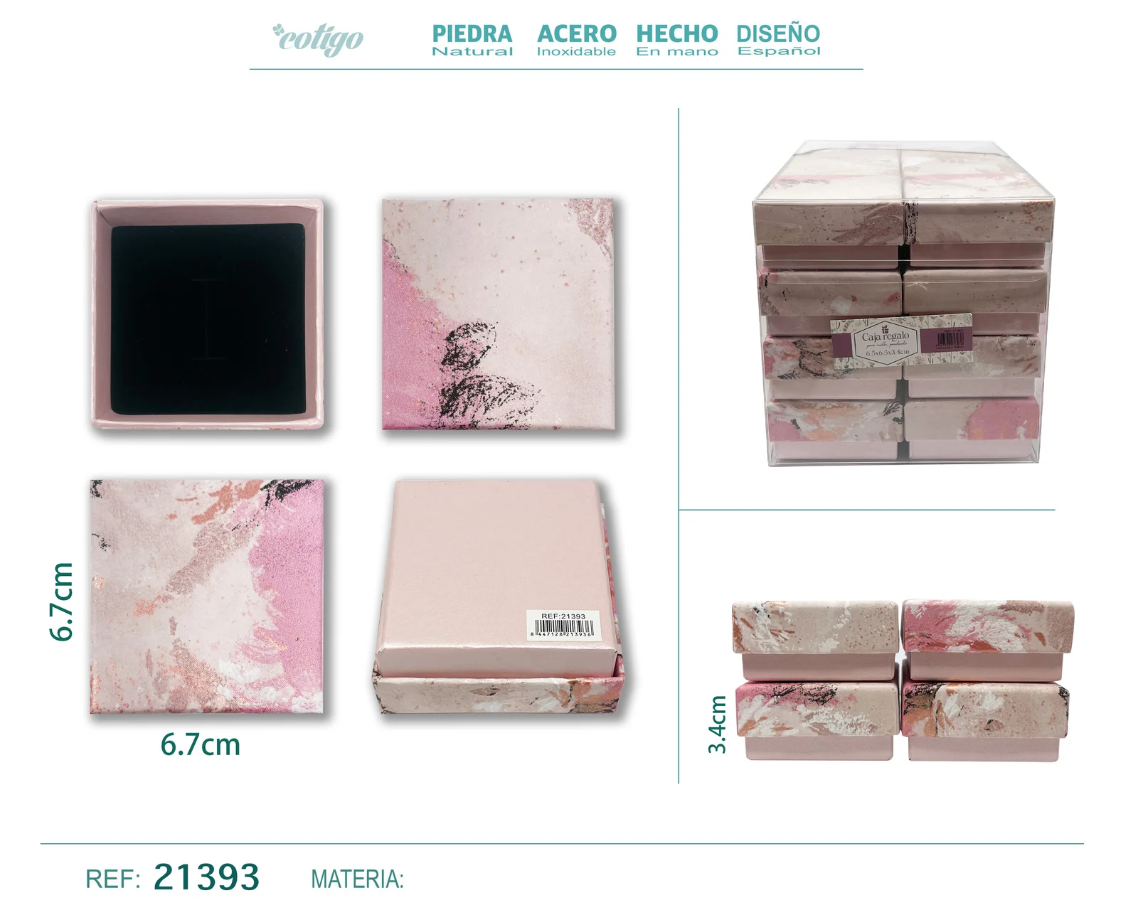 CAJA DE REGALO PARA JOYAS 6.7X6.7X3.4CM