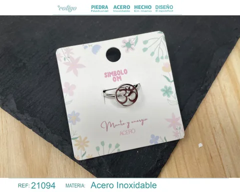 ANILLO SIMBOLO OM ACERO COLOR PLATEADO