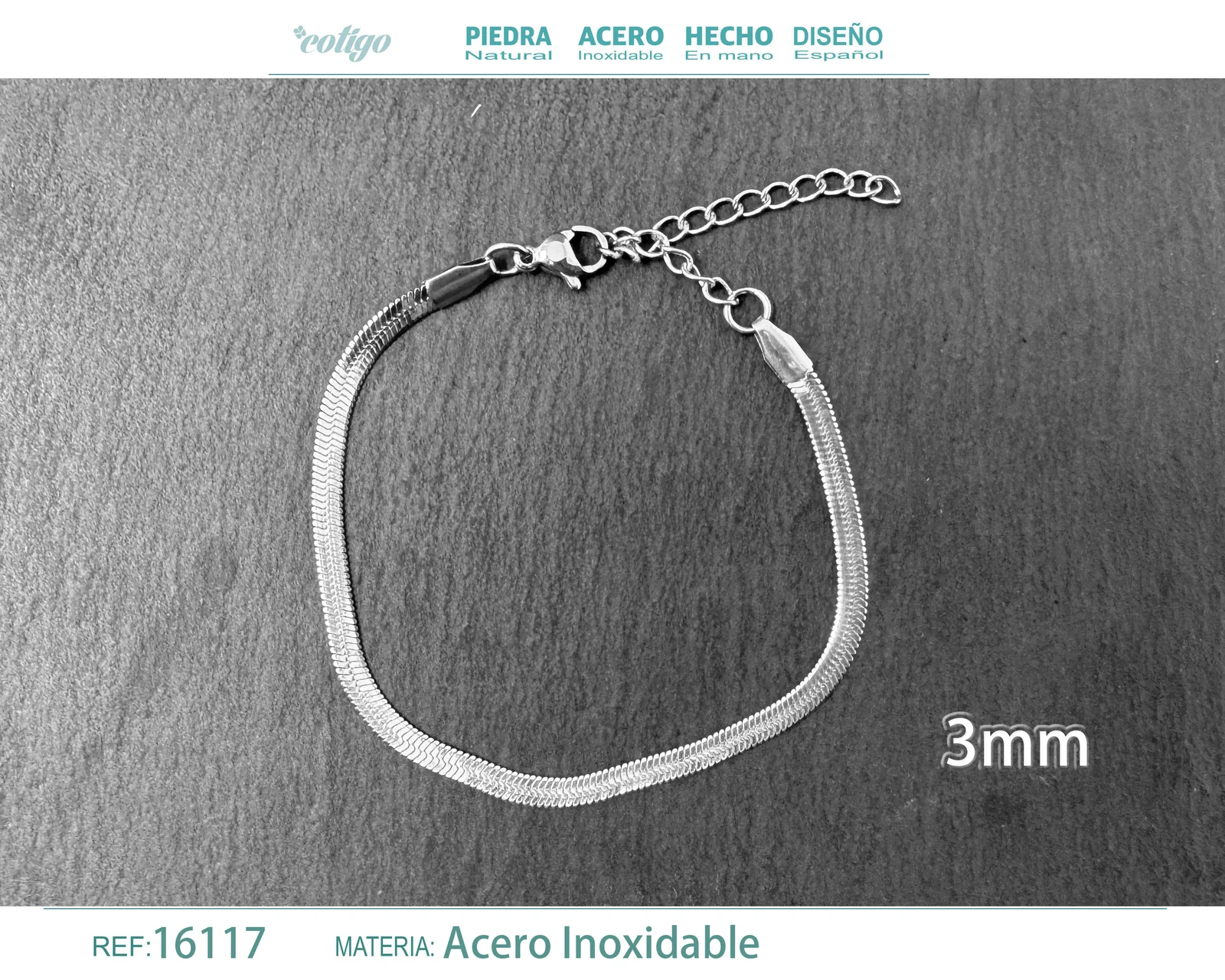 PULSERA DE CADENA ACERO PLATEADO