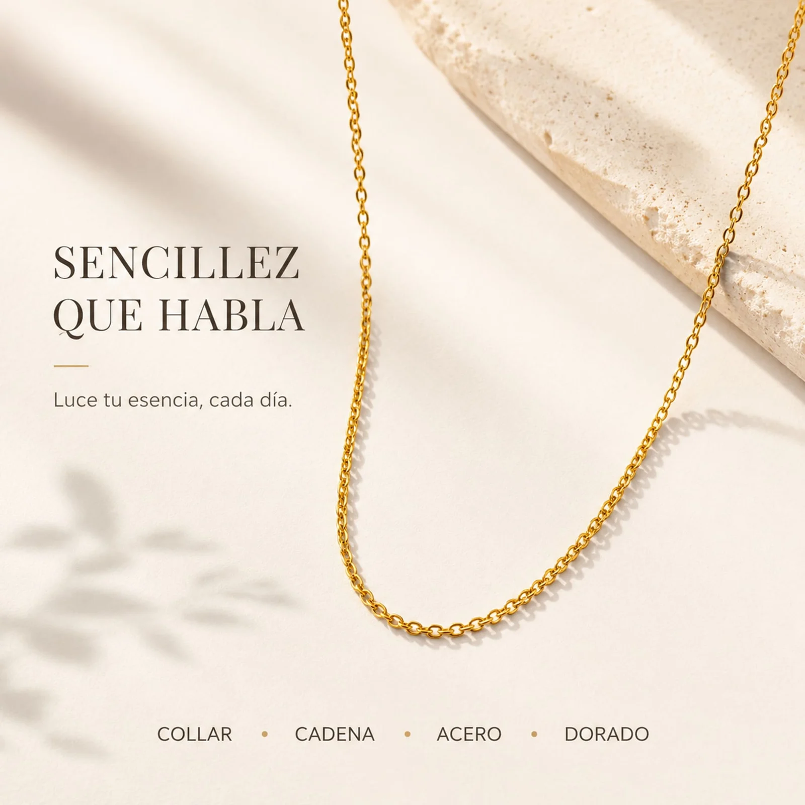 COLLAR DE CADENA ACERO DORADO