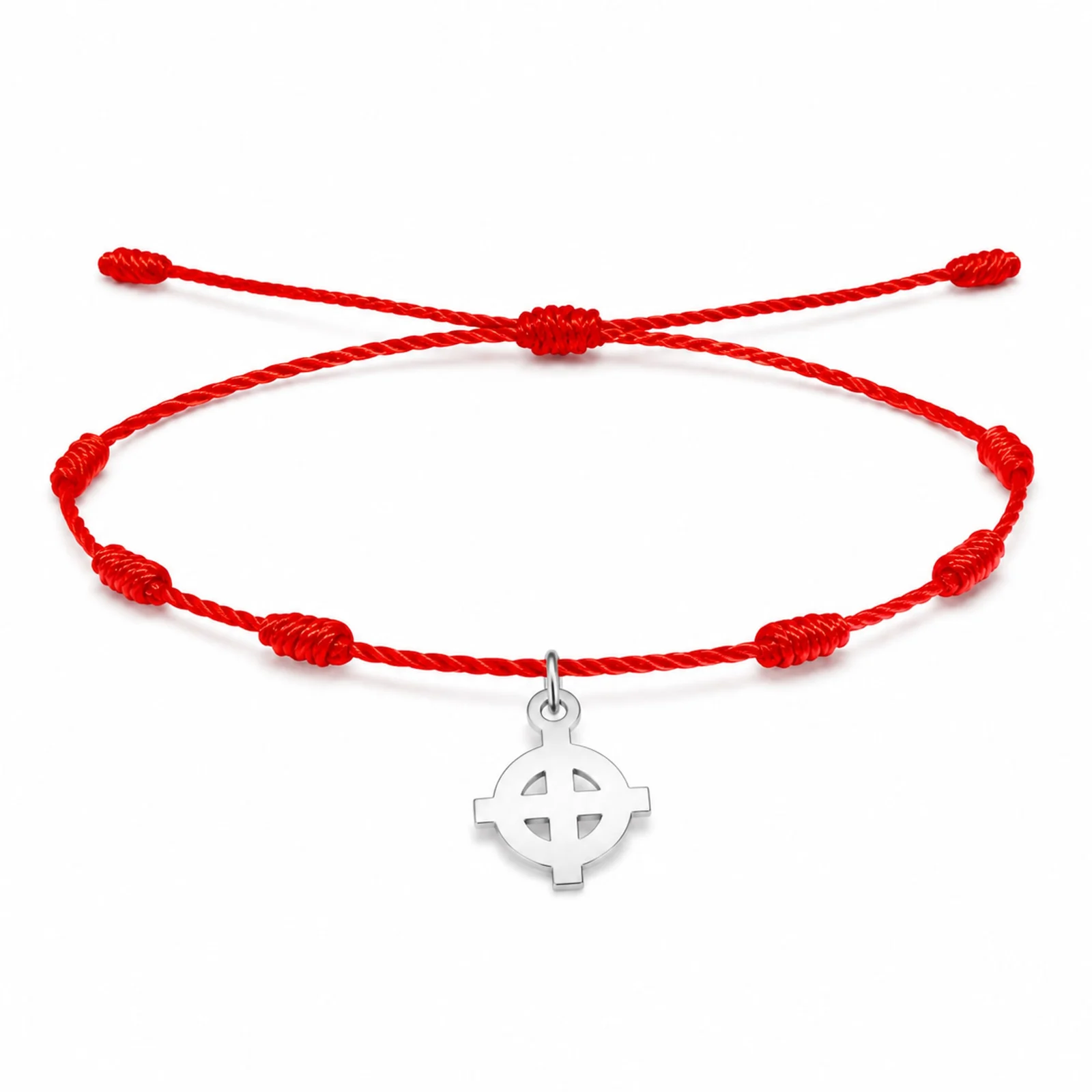 PULSERA 7 NUDOS CON CRUZ CELTA COLOR PLATEADO