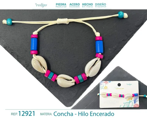 PULSERA HILO ENCERADO DE CONCHA