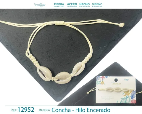 PULSERA HILO ENCERADO DE CONCHA