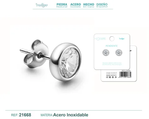 PENDIENTE ACERO  COLOR PLATEADO CON CIERRE ROSCA