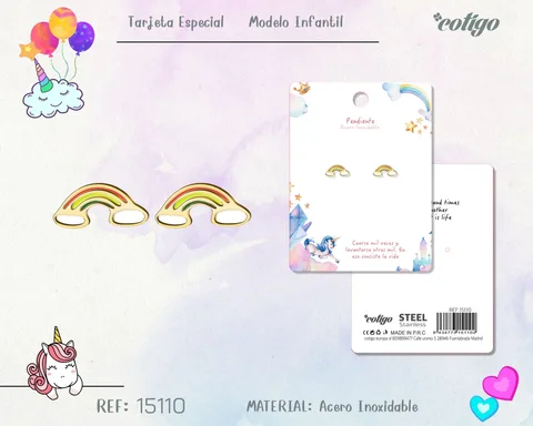 PENDIENTE PARA NIÑA ACERO COLOR DORADO