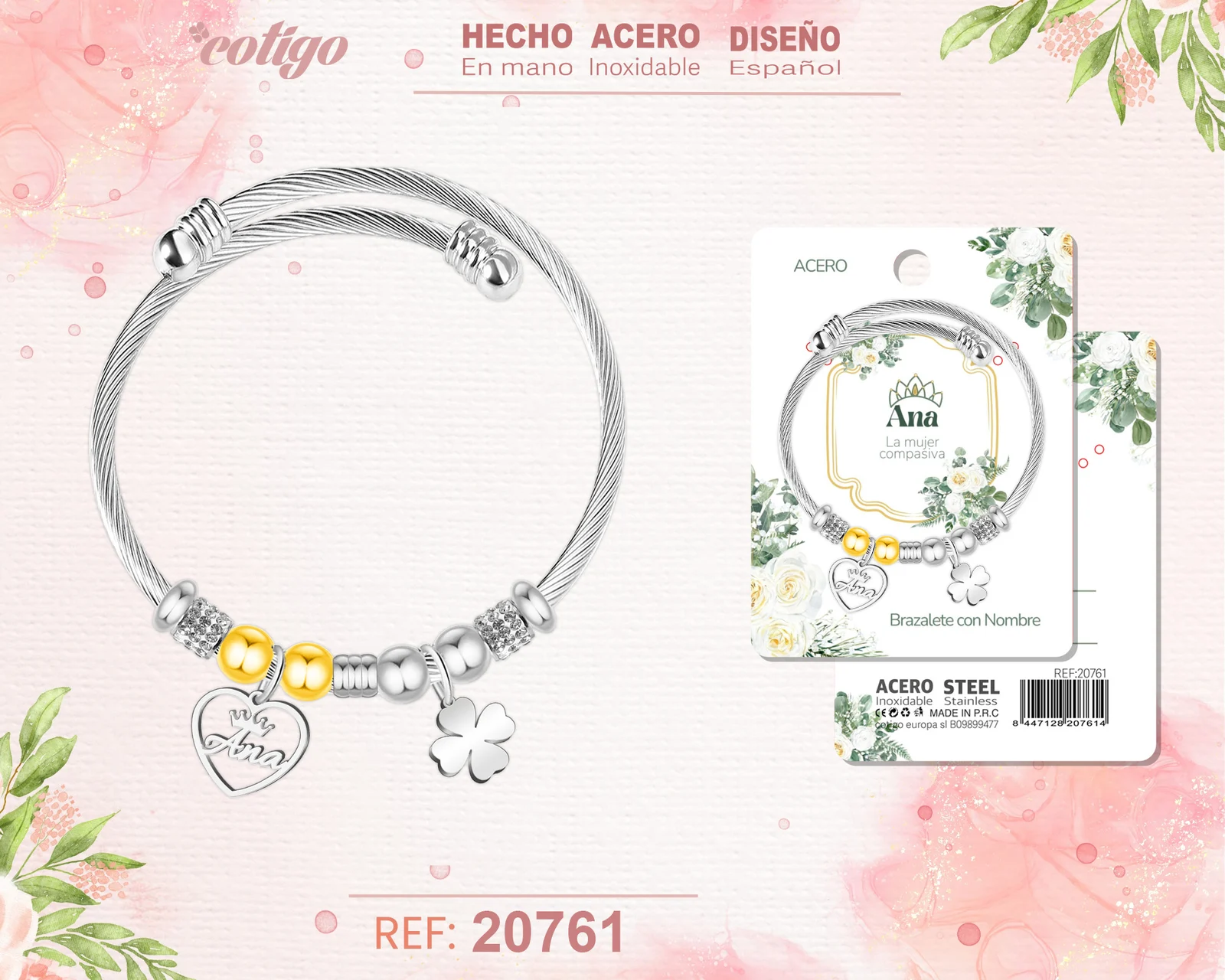 BRAZALERTE ACERO CON NOMBRE:ANA
